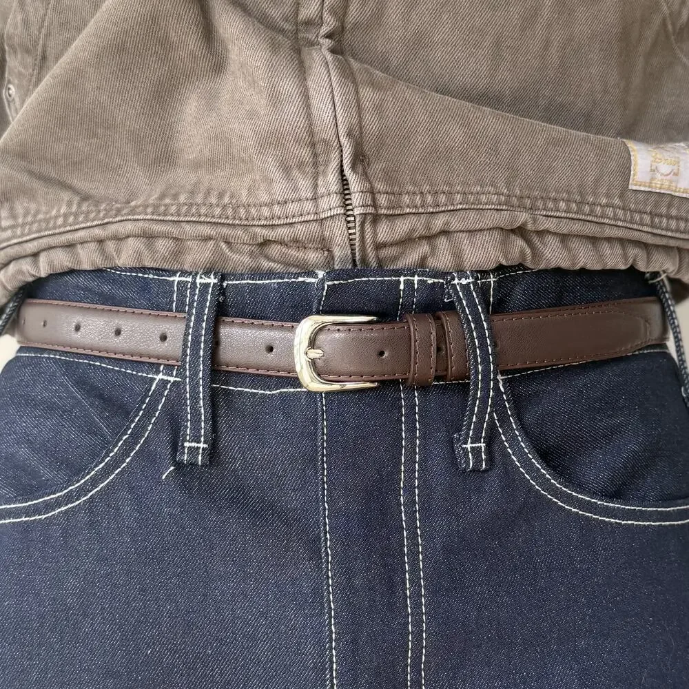 Brown Silver Boho Belt Unisex Adjustable Fit 26–34